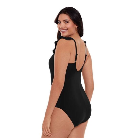 Time and Thru Women’s Ruffled Sleeve Black One Piece Swimsuit. Size M(8-10). NEW - Picture 4 of 8